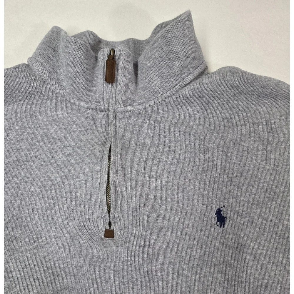 Polo‎ Ralph Lauren Pullover Sweater Mens 3XLT Tall 1/4 Zip Gray Blue Mock Neck